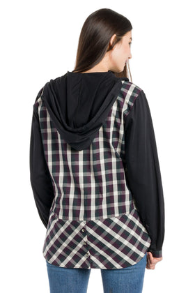 Avonlea | Women's Long Sleeve Button Up With Jersey Sleeves