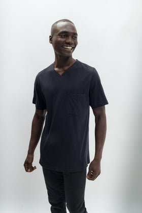 Oliver | Men's Anti-Stain Linen Cotton Blend V-Neck Pocket T-Shirt