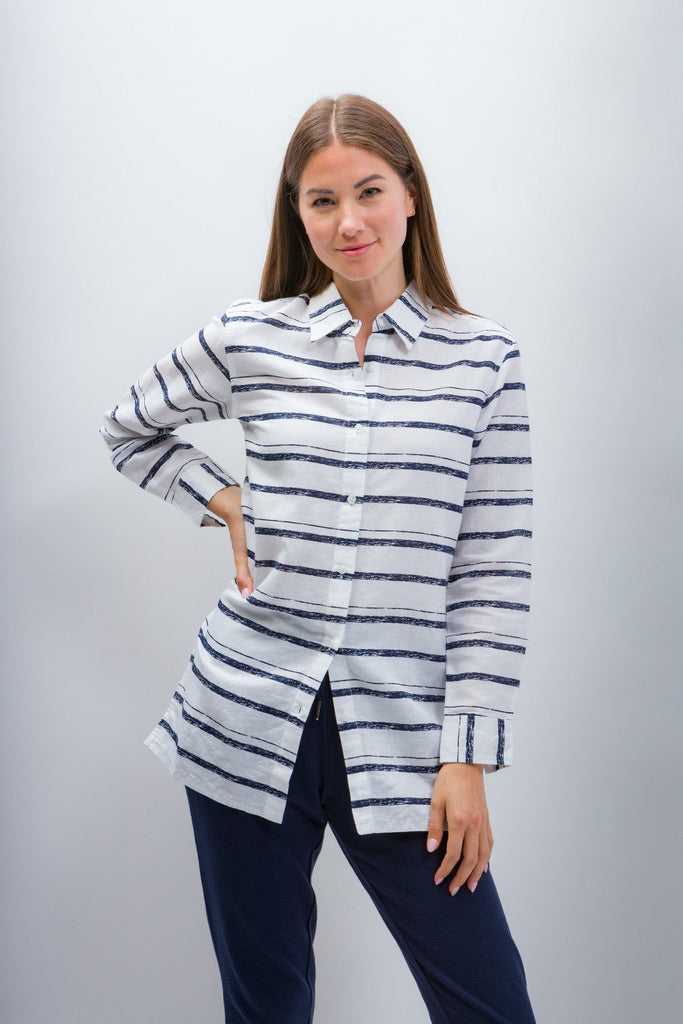 Ruth | Women's Anti-Stain Linen Cotton Blend Long Sleeve Tunic Top