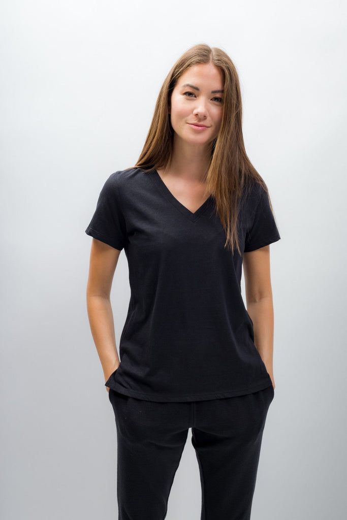 Scarlett | Women's Anti-Stain Linen Cotton Blend V-Neck T-Shirt
